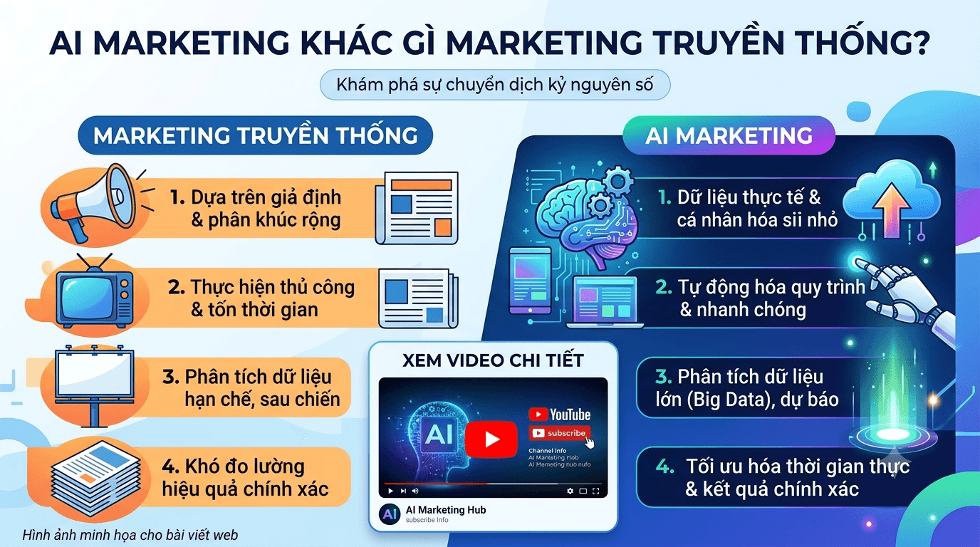 AI Marketing Khác Gì Marketing Truyền Thống? So Sánh Chi Tiết Từ A-Z