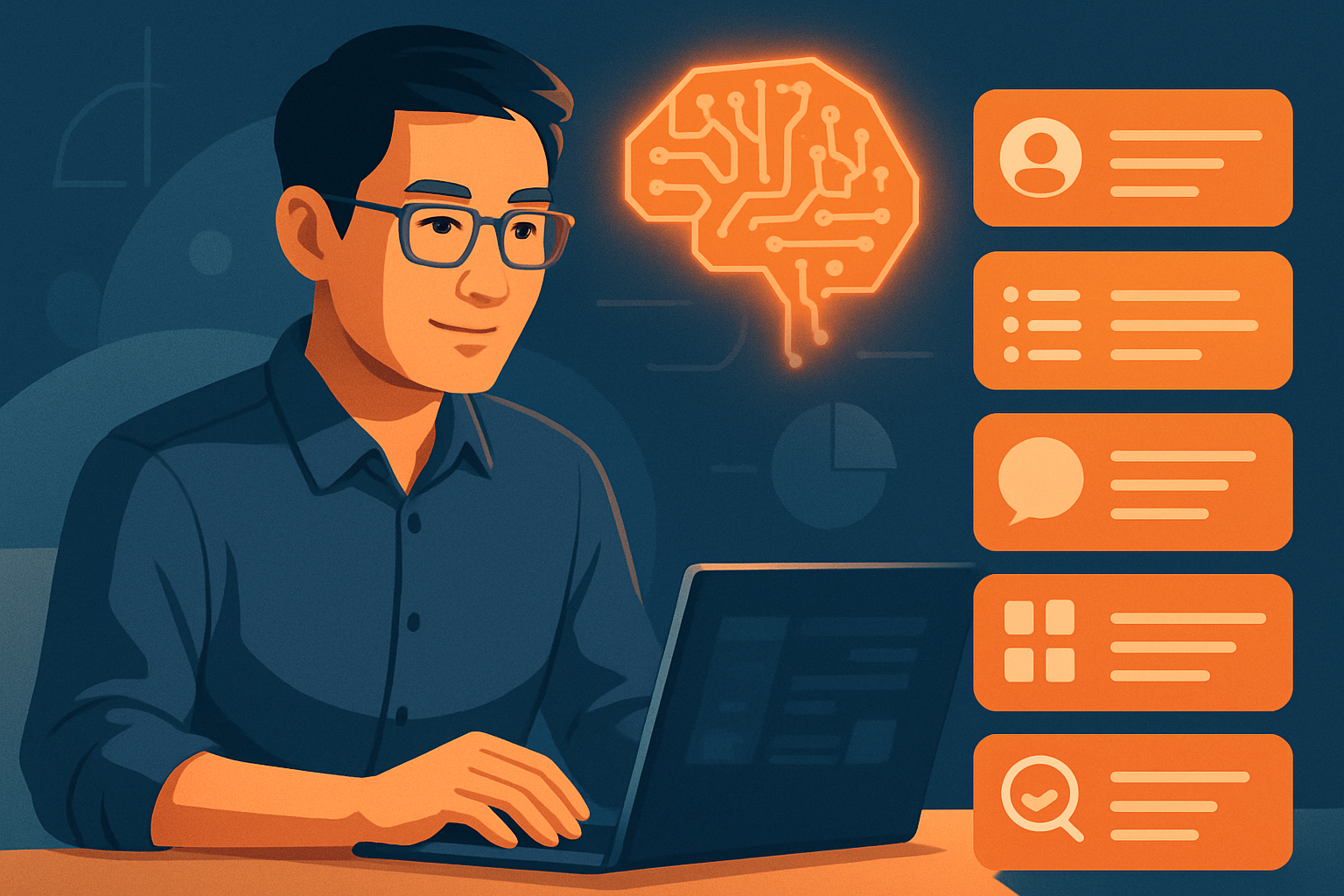 Minh họa 5 nguyên tắc viết prompt: vai trò, chi tiết, ví dụ, chia nhỏ, tự kiểm tra – dạng infographic