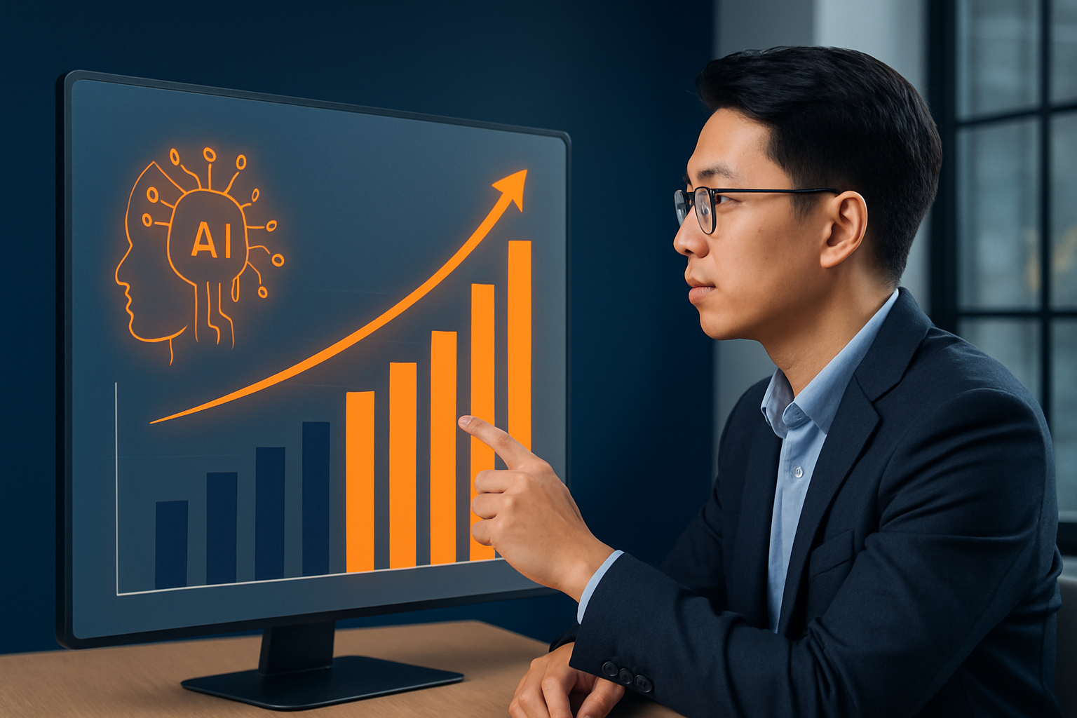 Biểu đồ so sánh năng suất doanh nghiệp có và chưa đào tạo AI, minh họa sự chênh lệch rõ rệt về hiệu quả