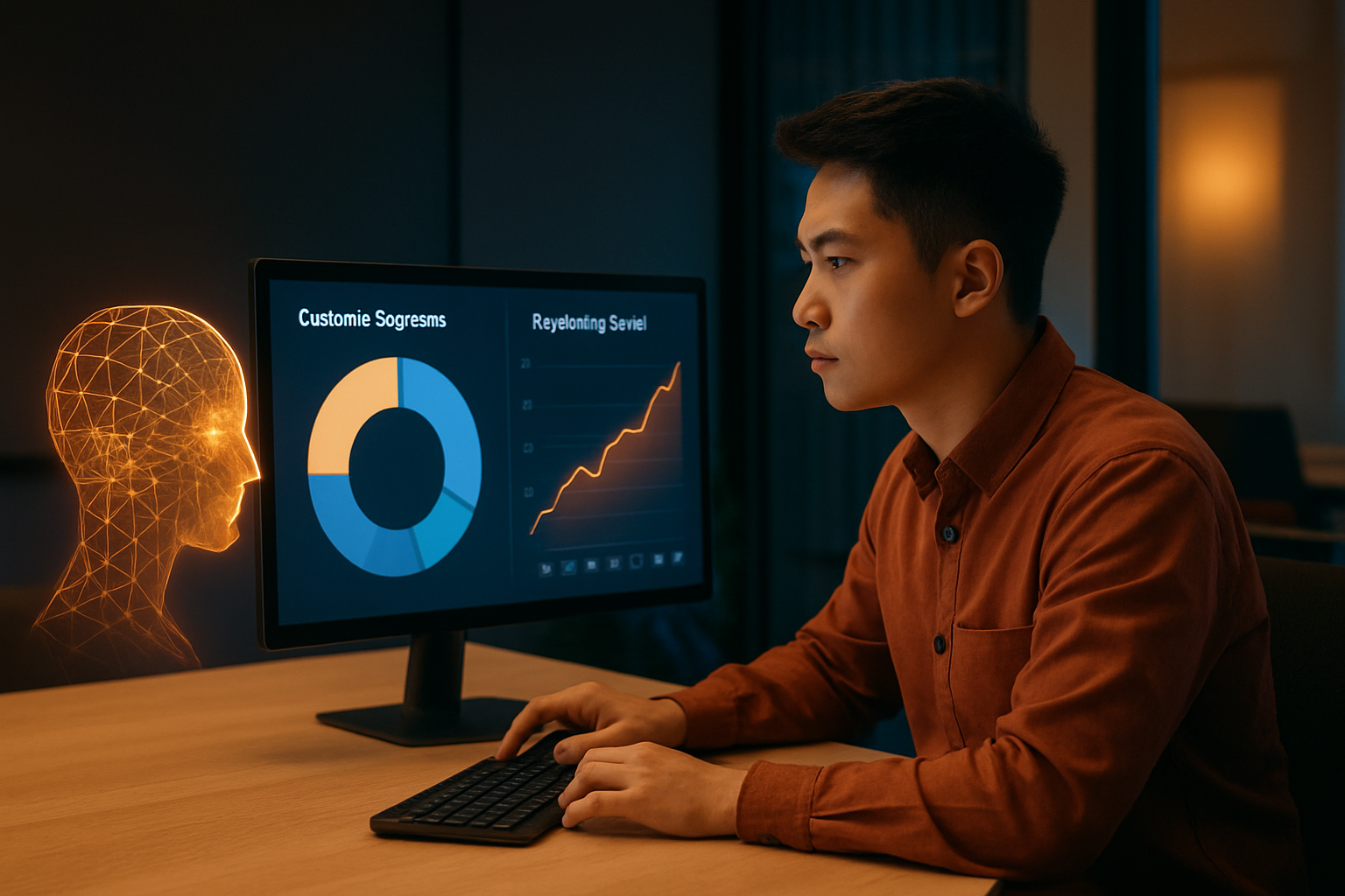 Dashboard phân tích dữ liệu khách hàng với biểu đồ phân khúc và xu hướng mua sắm