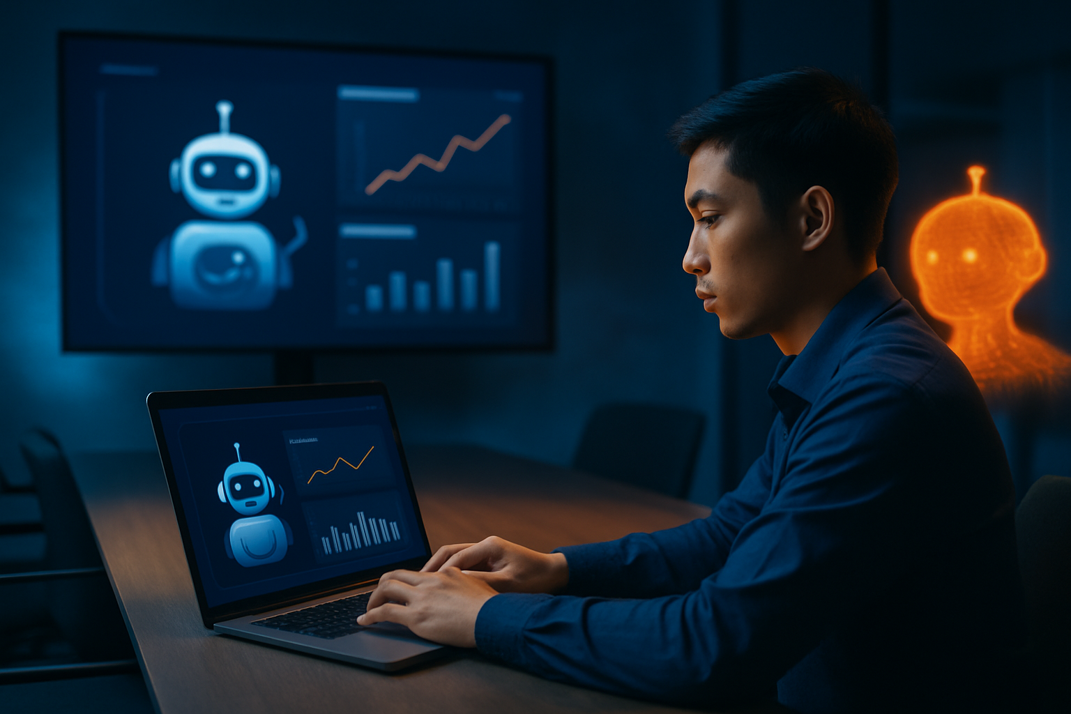 Dashboard chatbot AI hiển thị số liệu tương tác và tỷ lệ chuyển đổi khách hàng