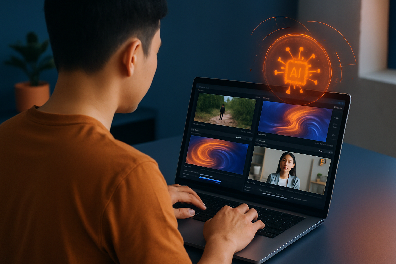 Giao diện của các công cụ AI tạo video phổ biến như Runway, Pika, CapCut và HeyGen trên màn hình laptop