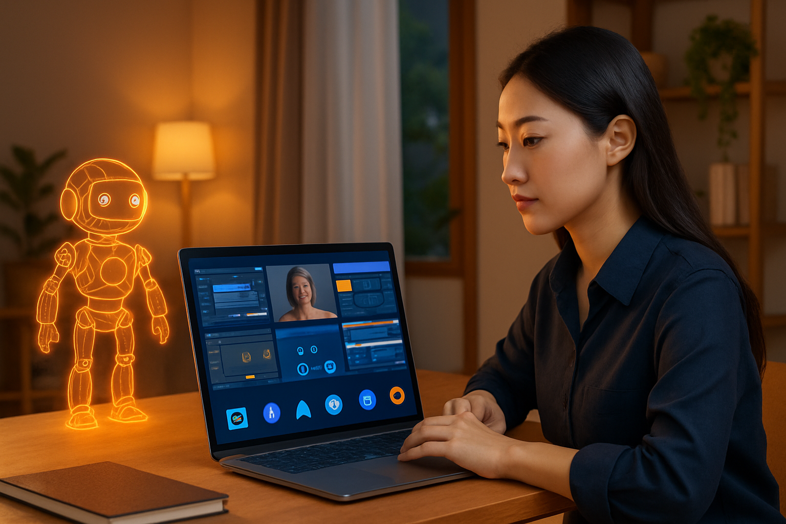 So sánh giao diện 7 công cụ AI tạo video 3D trên màn hình laptop, có logo các nền tảng