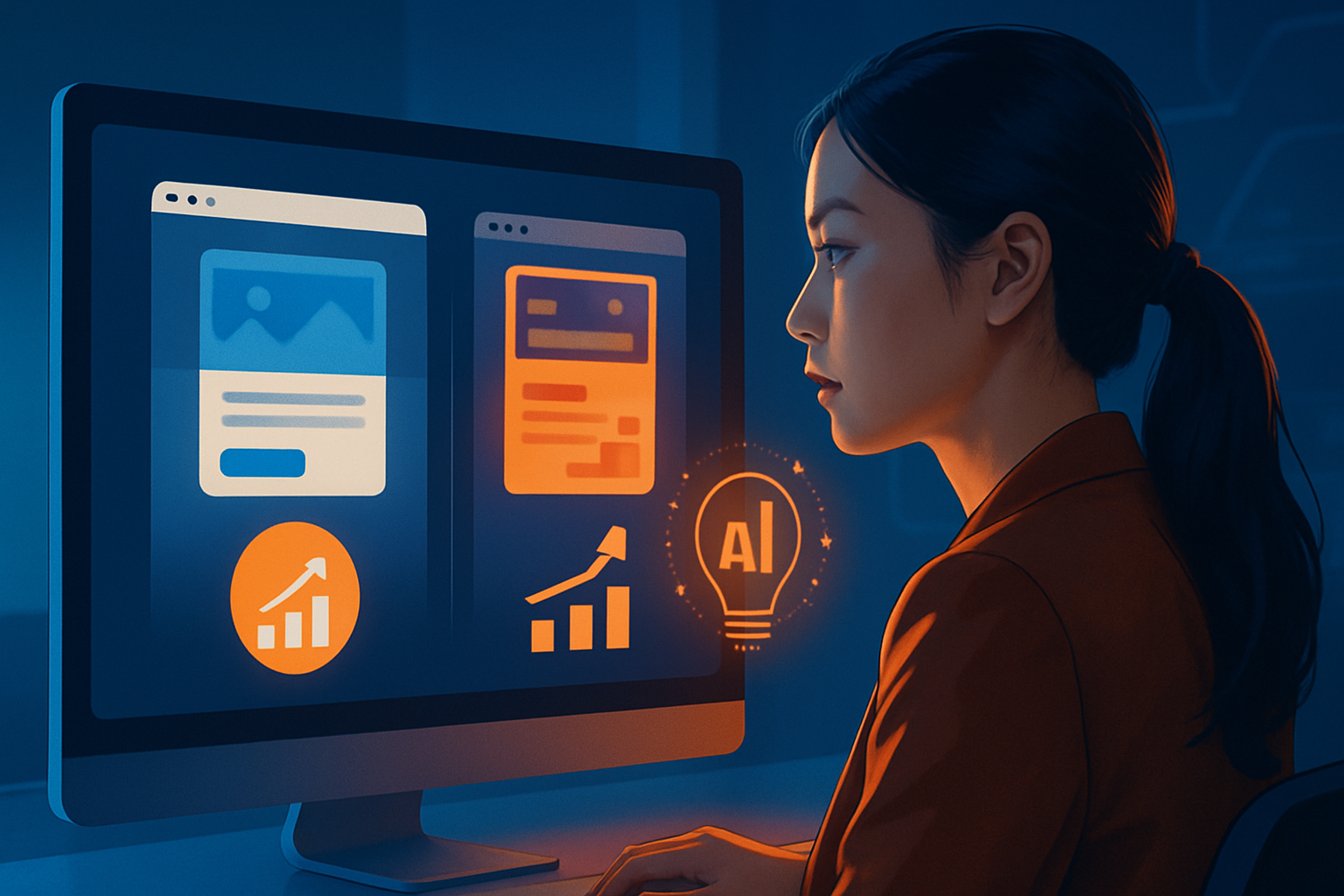 So sánh giao diện landing page truyền thống và AI Landing Page với các chỉ số conversion rate