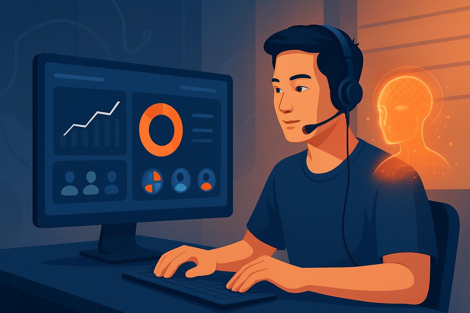 Dashboard hệ thống AI telesales hiển thị số liệu cuộc gọi, tỷ lệ chuyển đổi và phân loại khách hàng theo thời gian thực