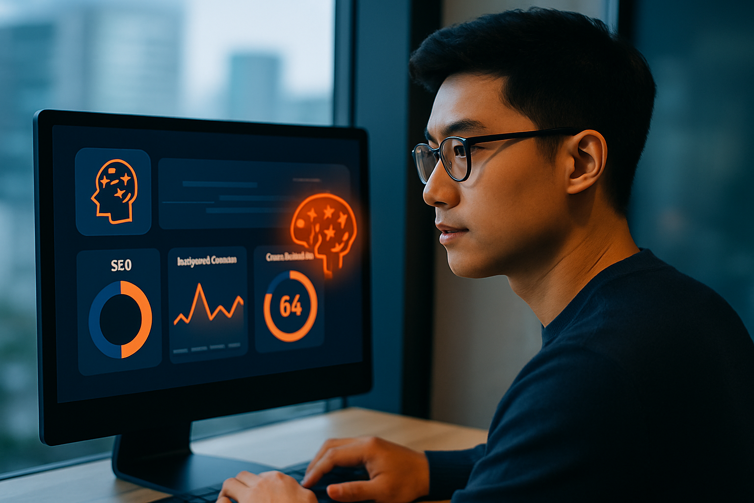 Dashboard của một công cụ AI viết blog hiển thị các chỉ số SEO, keyword density và readability score
