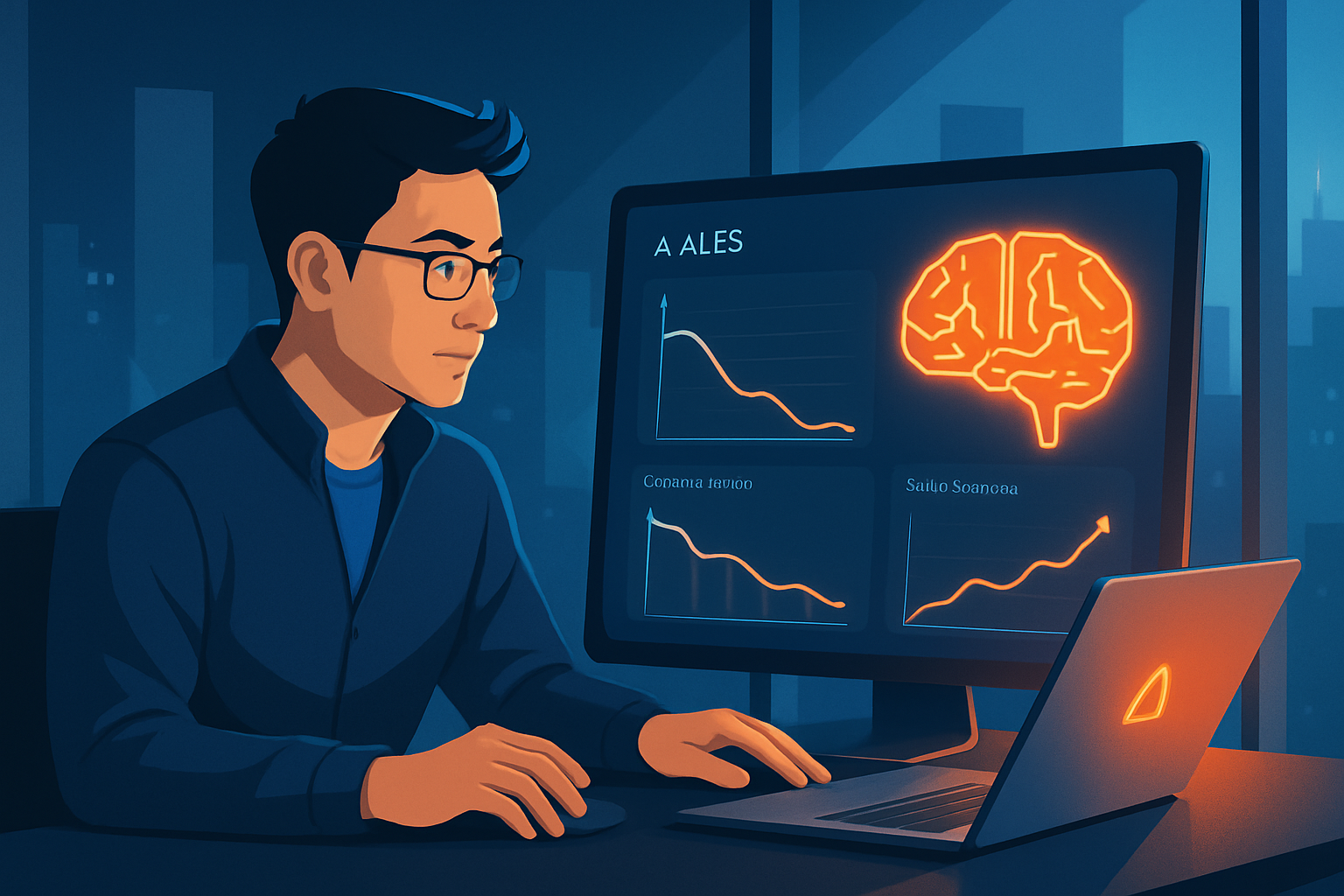 Dashboard AI Sales hiển thị biểu đồ lead scoring, tỷ lệ chuyển đổi và dự báo doanh số theo thời gian thực