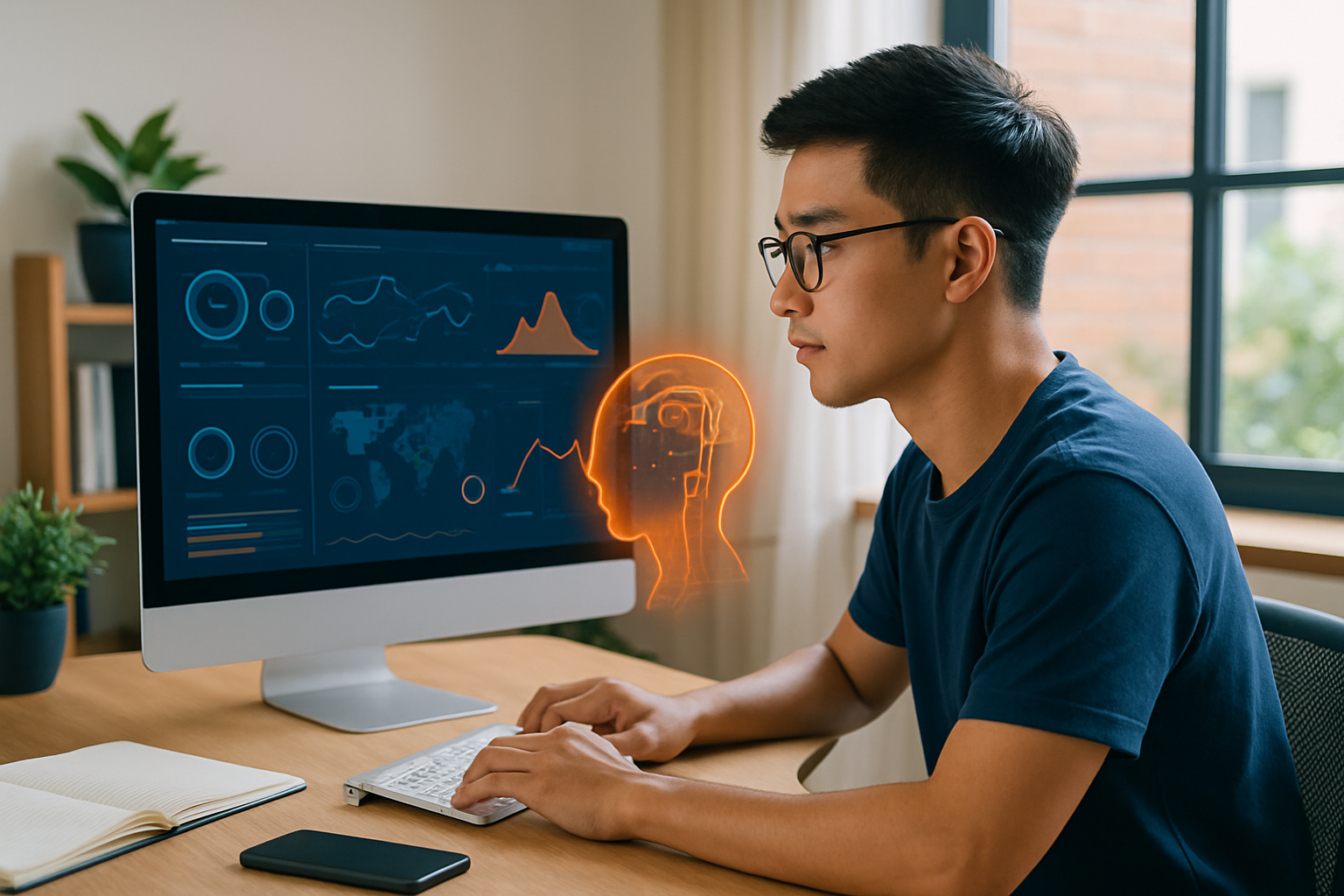 Dashboard hệ thống AI bảo mật đang hiển thị real-time threat detection với biểu đồ phân tích hành vi bất thường