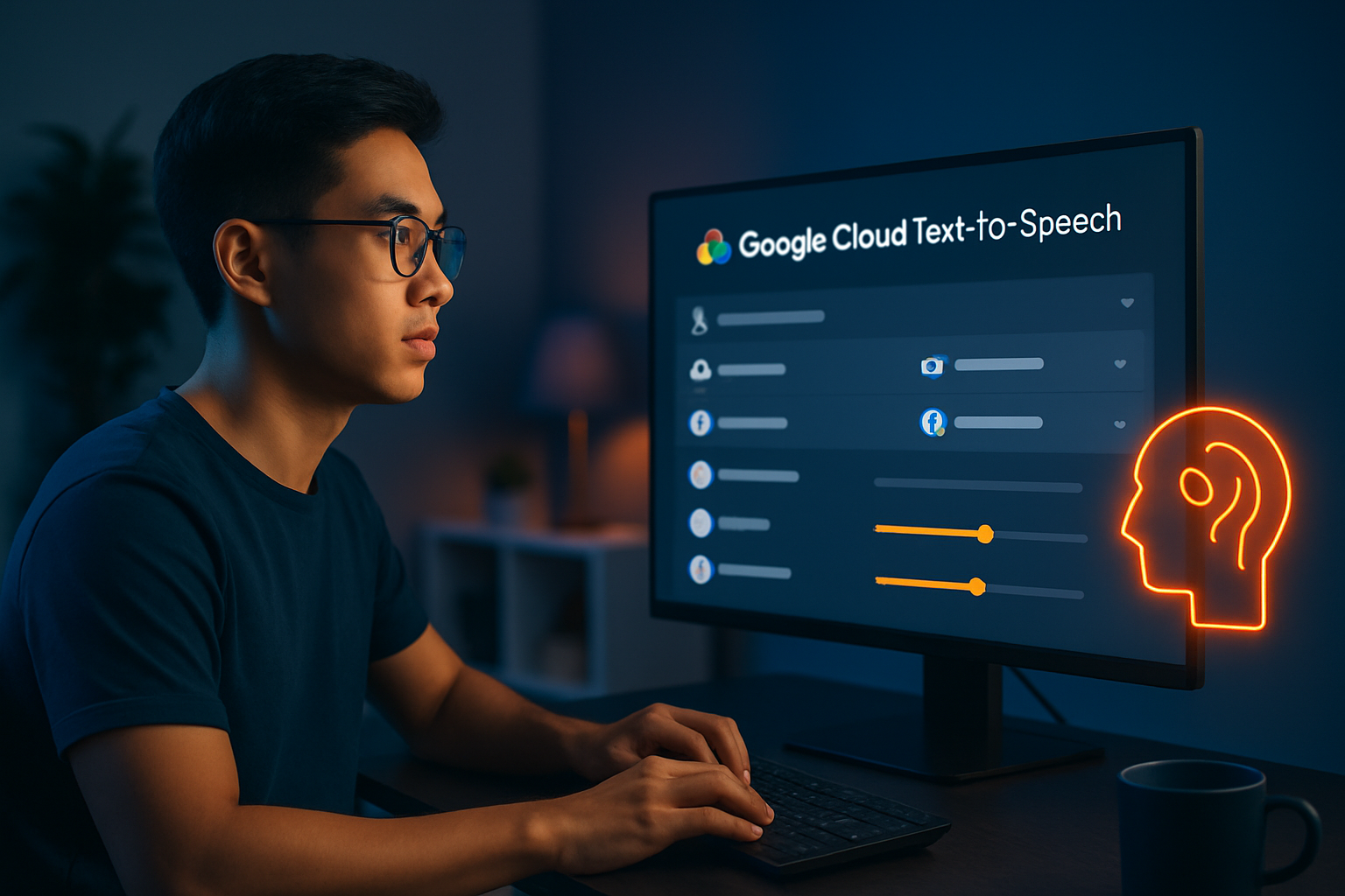 Giao diện Google Cloud Text-to-Speech với các tùy chọn giọng nói tiếng Việt và thanh điều chỉnh tham số