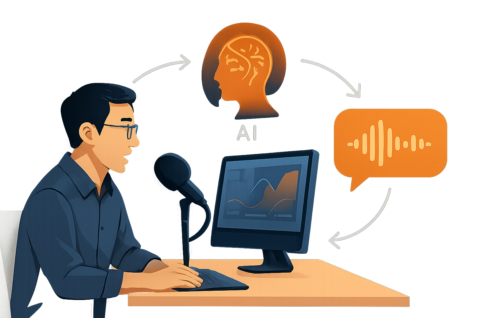 Sơ đồ minh họa quy trình hoạt động của real time voice AI từ nhận diện giọng nói đến phản hồi